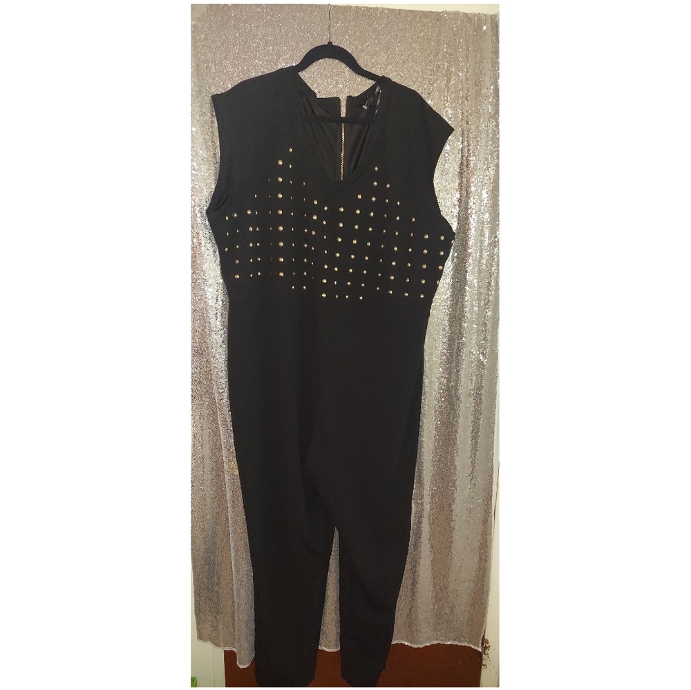 Plus sized Women's Black Studded Jumpsuit